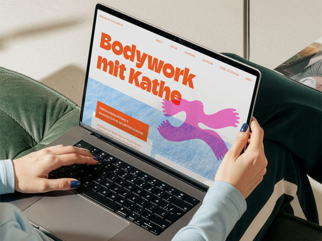 Bodywork with Kaethe Website on a laptop.
