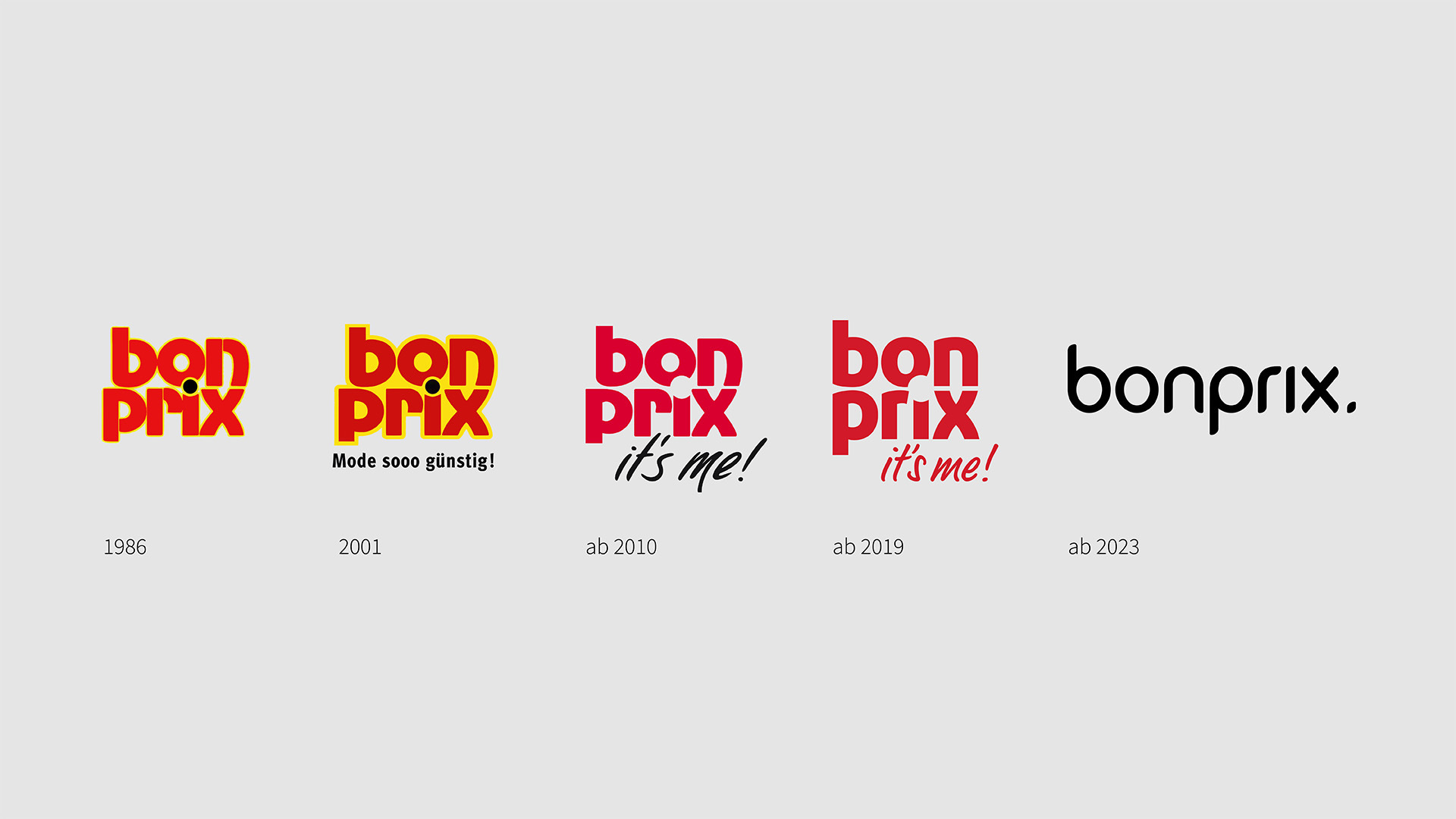 All the old and new bonprix logo though the ages.