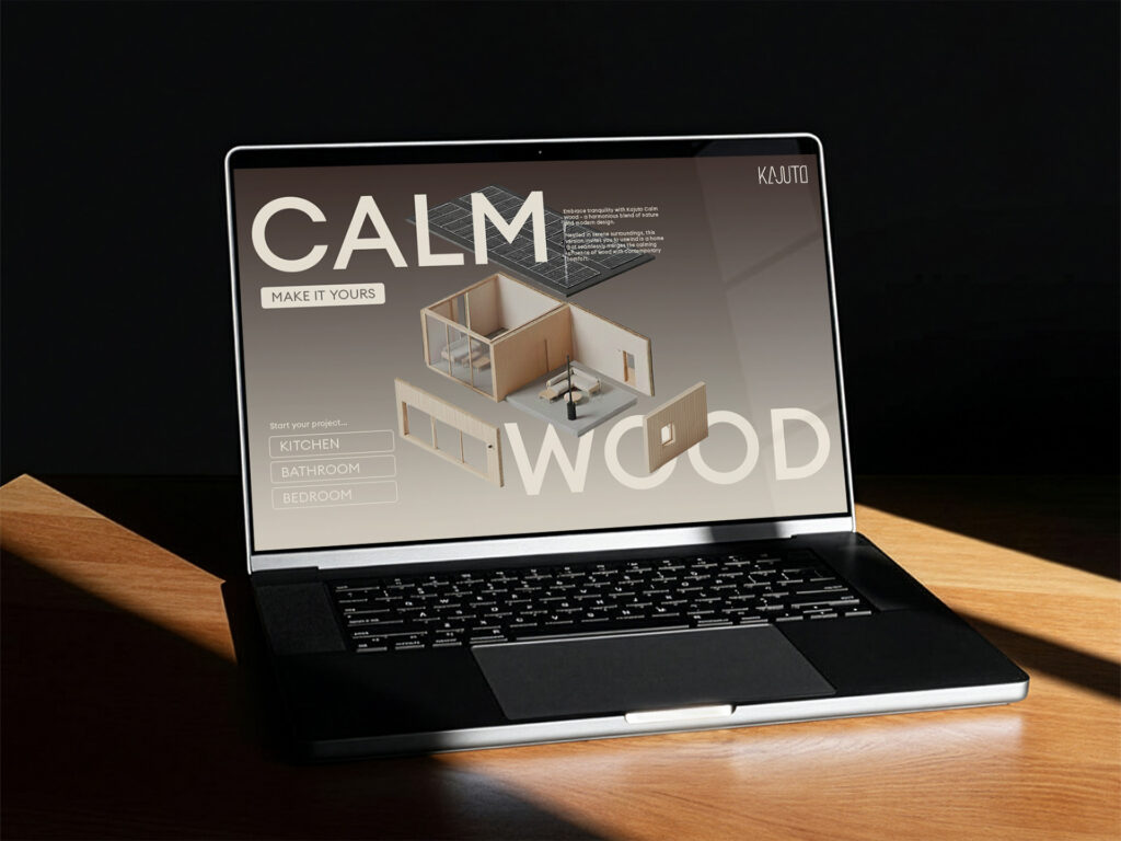 Kajuto Website displayed on a MacBook.