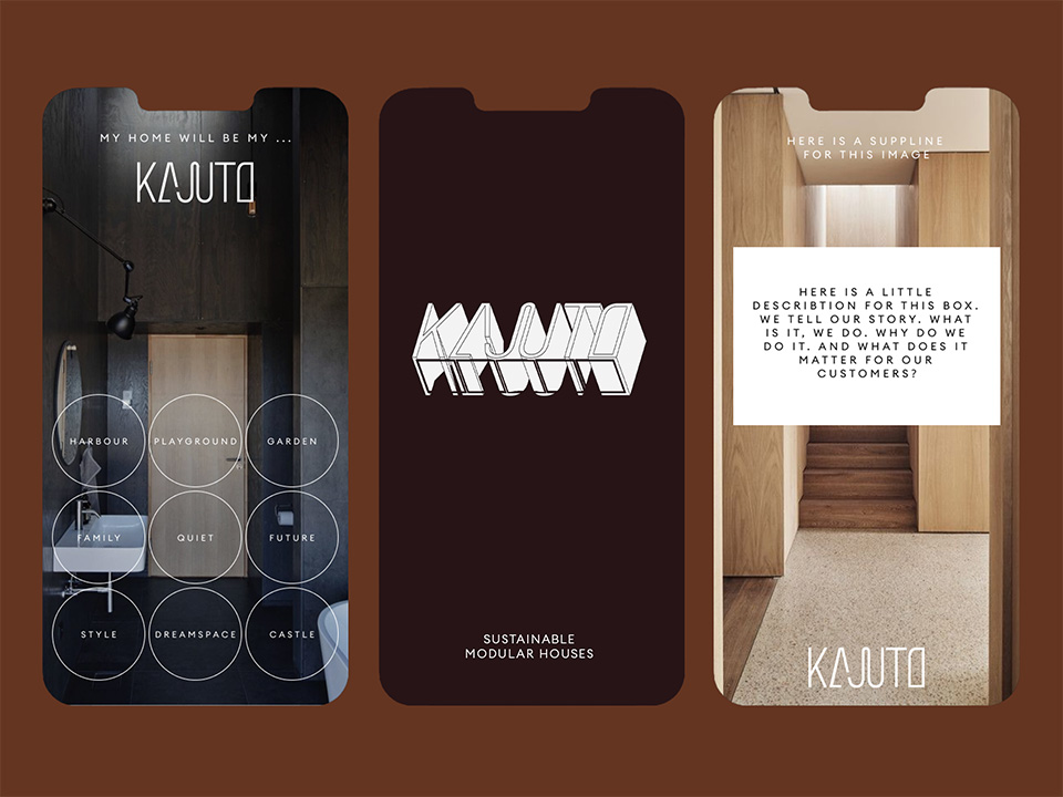 Kajuto Social Media Frames on a brown background